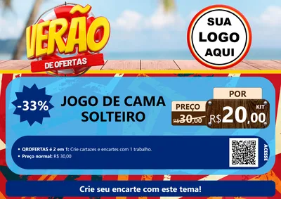 Modelo de Cartaz para Cartaz A4 Horizontal com o tema Verão de Ofertas para Cama, Mesa e Banho