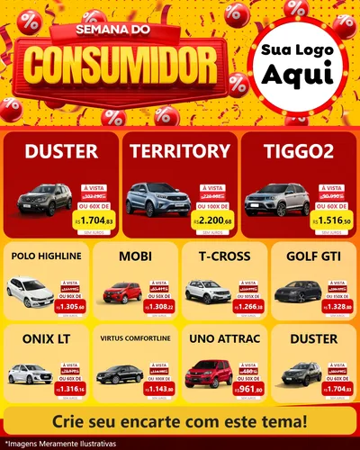 Modelo de Rede Social para Feed Instagram com o tema Semana do Consumidor para Concessionaria de Carros