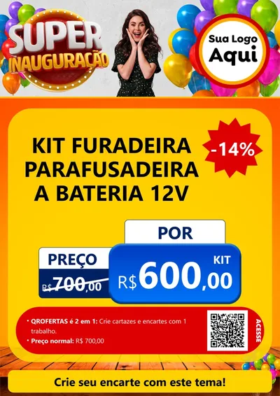 Modelo de Cartaz para Cartaz A4 Vertical com o tema Super Inauguração para Maquinas e Ferramentas