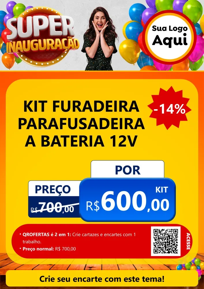 Modelo de Cartaz para Cartaz A4 Vertical com o tema Super Inauguração para Maquinas e Ferramentas
