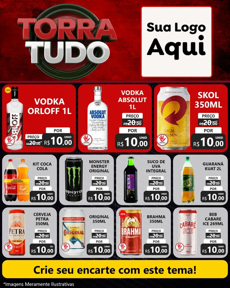 Modelo de Rede Social para Feed Instagram com o tema Torra Tudo para Distribuidora de bebidas