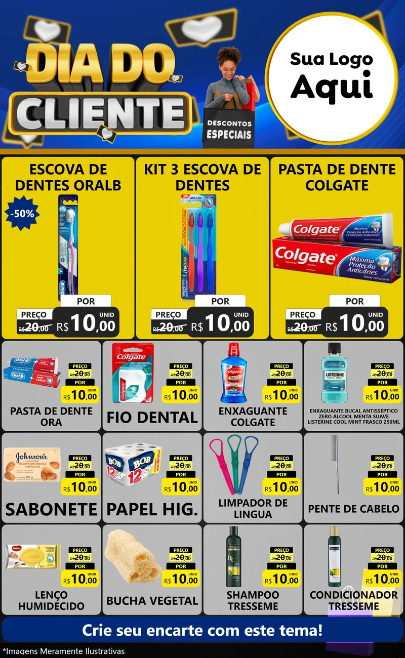 Modelo de Encarte para Encarte Grande com o tema Dia Do Cliente para Higiene Pessoal