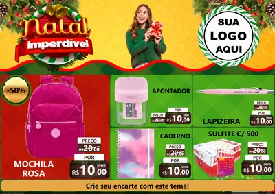 Modelo de Encarte para Encarte A4 Horizontal com o tema Natal Imperdível para Papelaria