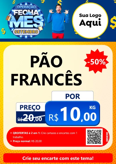Modelo de Cartaz para Cartaz A4 Vertical com o tema Operação Fecha Mês Setembro para Padaria