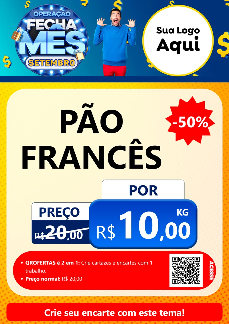 Modelo de Cartaz para Cartaz A4 Vertical com o tema Operação Fecha Mês Setembro para Padaria