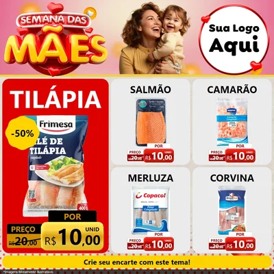 Modelo de Rede Social para Feed Facebook com o tema Semana das Mães para Peixaria