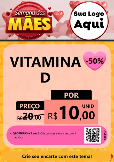 Modelo de Cartaz para Cartaz A4 Vertical com o tema Semana das Mães para Farmácia
