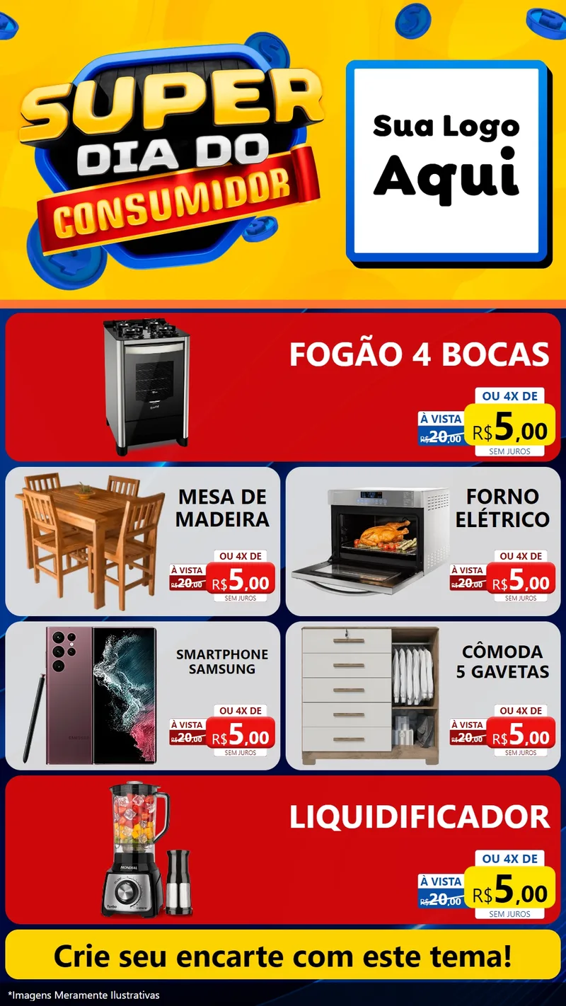 Modelo de TV para TV Vertical com o tema Super Dia do Consumidor para Móveis e Eletro