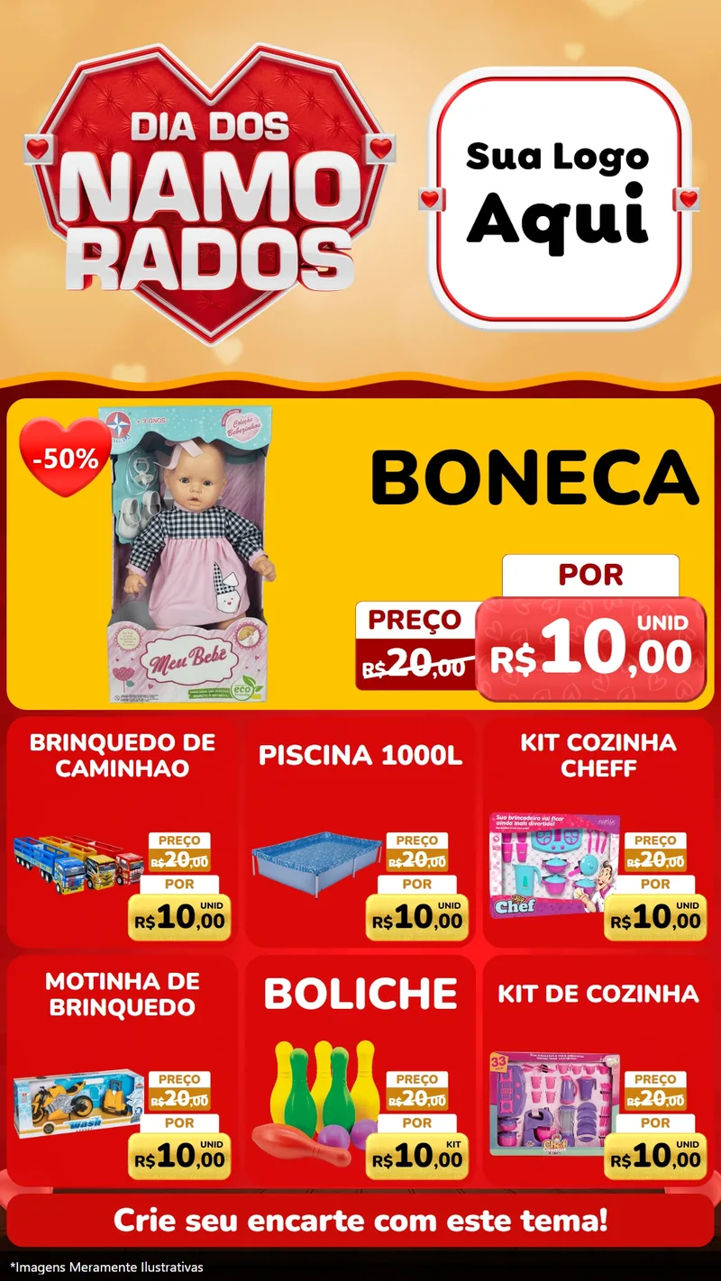 Modelo de Rede Social para Stories com o tema Dia dos Namorados para Brinquedos