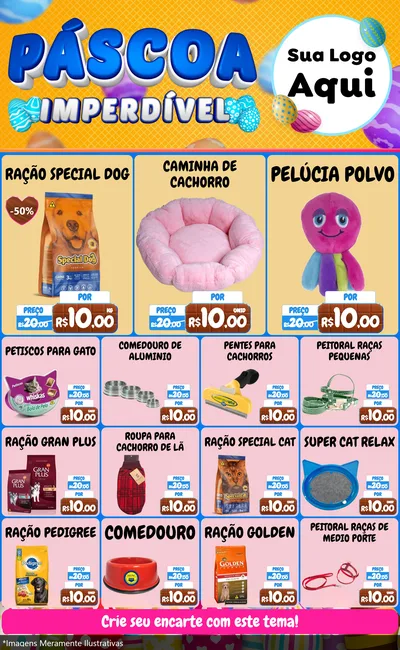 Modelo de Encarte para Encarte Grande com o tema Páscoa Imperdível para Pet Shop