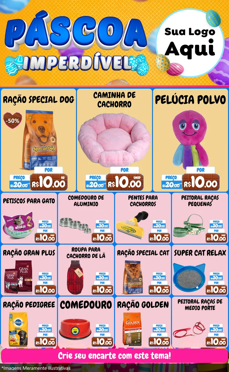 Modelo de Encarte para Encarte Grande com o tema Páscoa Imperdível para Pet Shop