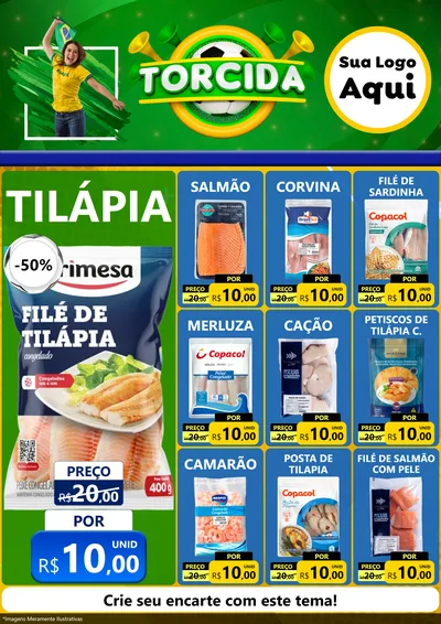 Modelo de Encarte para Encarte A4 Vertical com o tema Torcida para Peixaria
