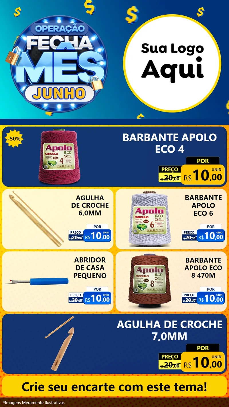 Modelo de TV para TV Vertical com o tema Operação Fecha Mês, Junho para Armarinho e Aviamentos
