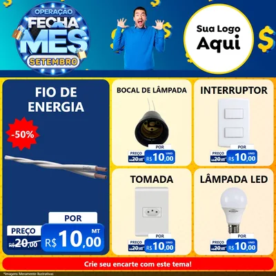 Modelo de Rede Social para Feed Facebook com o tema Operação Fecha Mês Setembro para Materiais Elétricos