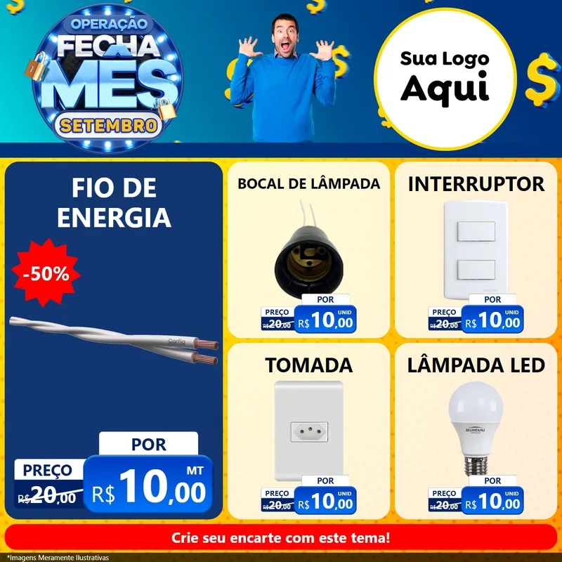 Modelo de Rede Social para Feed Facebook com o tema Operação Fecha Mês Setembro para Materiais Elétricos