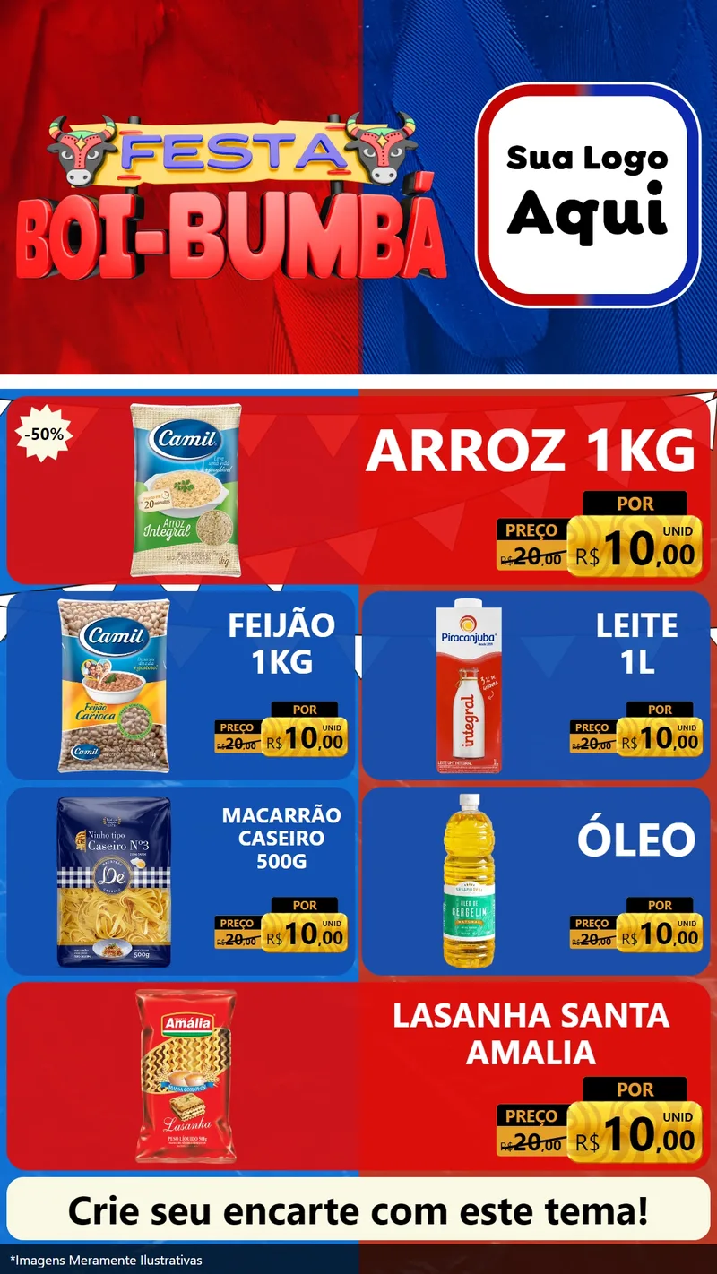 Modelo de TV para TV Vertical com o tema Festa Boi Bumbá para Supermercado