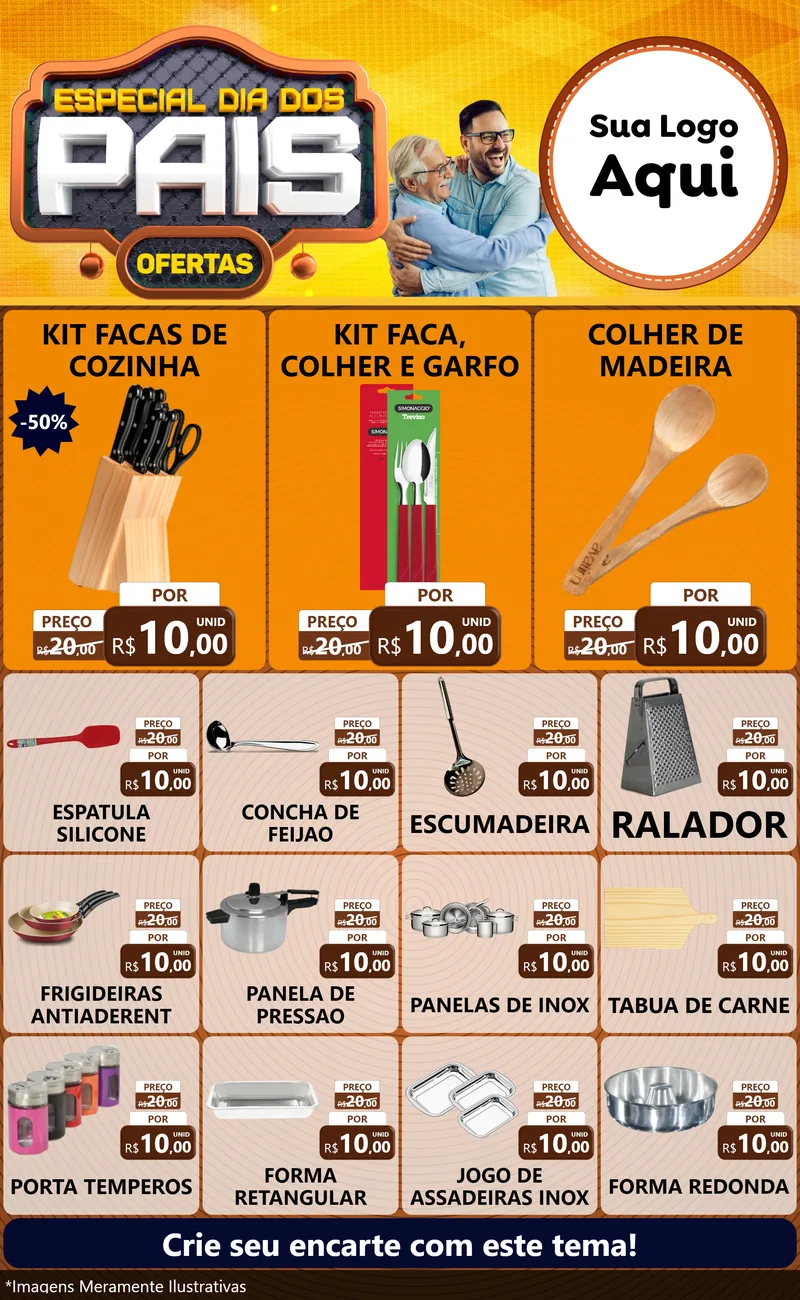 Modelo de Encarte para Encarte Grande com o tema Especial Dia dos Pais para Utilidades Domésticas