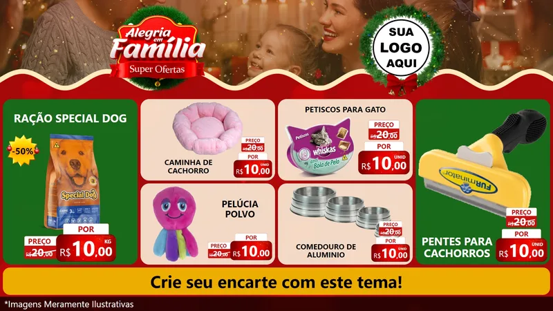 Modelo de TV para TV Horizontal com o tema Alegria Em Família - Super Ofertas para Pet Shop