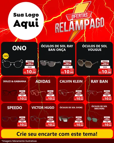 Modelo de Rede Social para Feed Instagram com o tema Ofertas Relâmpago para Óticas