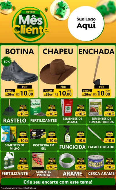 Modelo de Encarte para Encarte Grande com o tema Especial Mês do Cliente para Agropecuária