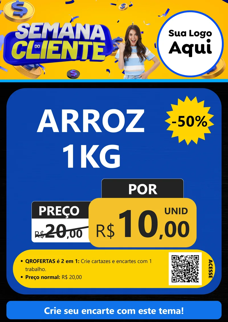 Modelo de Cartaz para Cartaz A4 Vertical com o tema Semana do Cliente para Supermercado