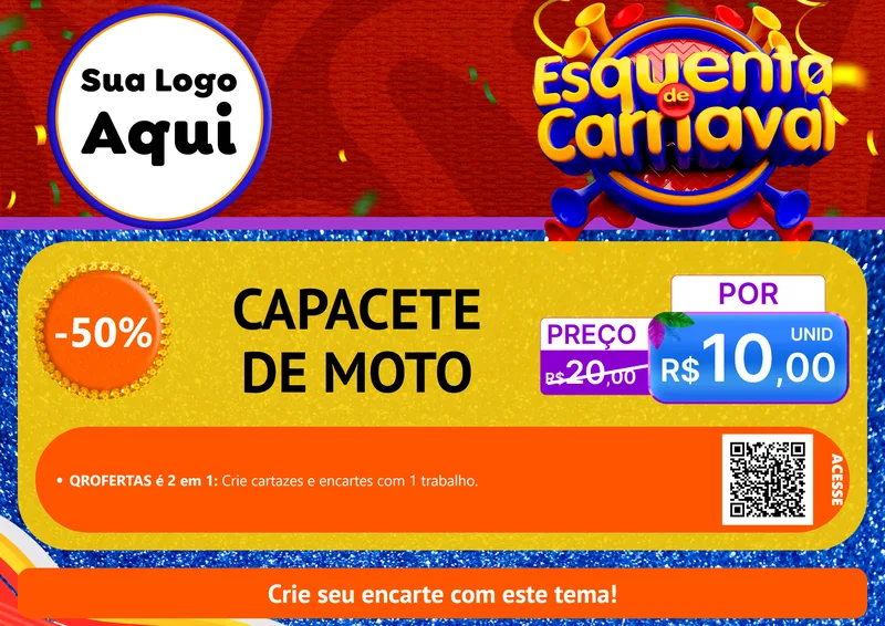 Modelo de Cartaz para Cartaz A4 Horizontal com o tema Esquenta de Carnaval para Moto peças