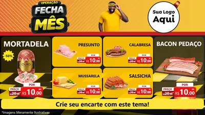 Modelo de TV para TV Horizontal com o tema Operação Fecha Mês para Frios e Laticínios