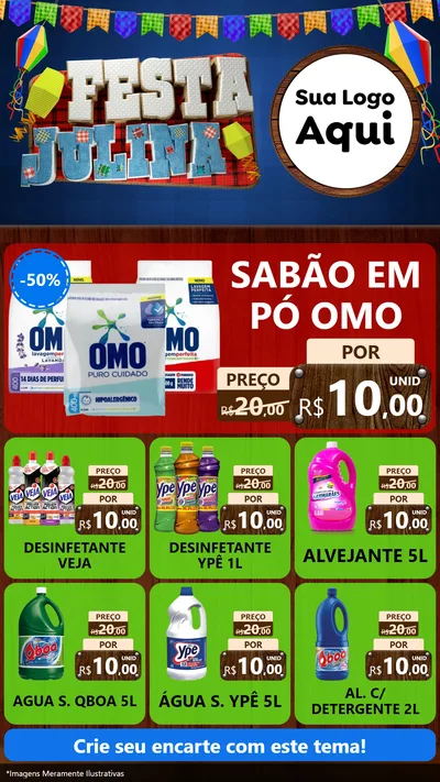 Modelo de Rede Social para Stories com o tema Festa Julina para Produtos de Limpeza