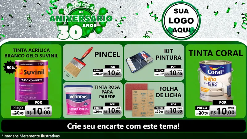 Modelo de TV para TV Horizontal com o tema Promoção de Aniversário - 30 Anos para Tintas e Ferramentas