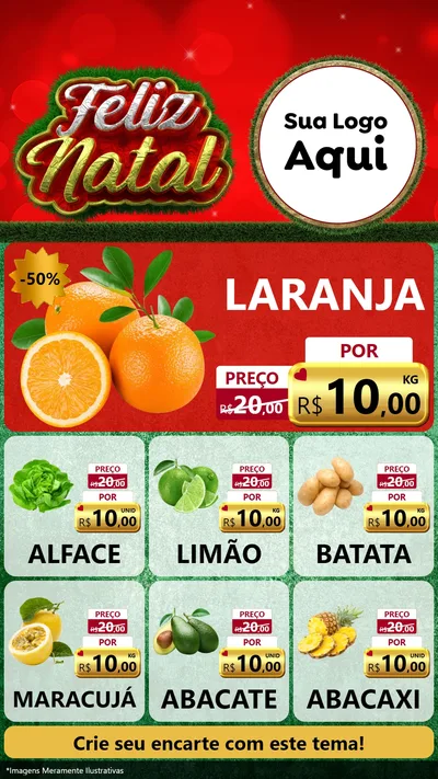 Modelo de Rede Social para Stories com o tema Feliz Natal para Hortifrúti