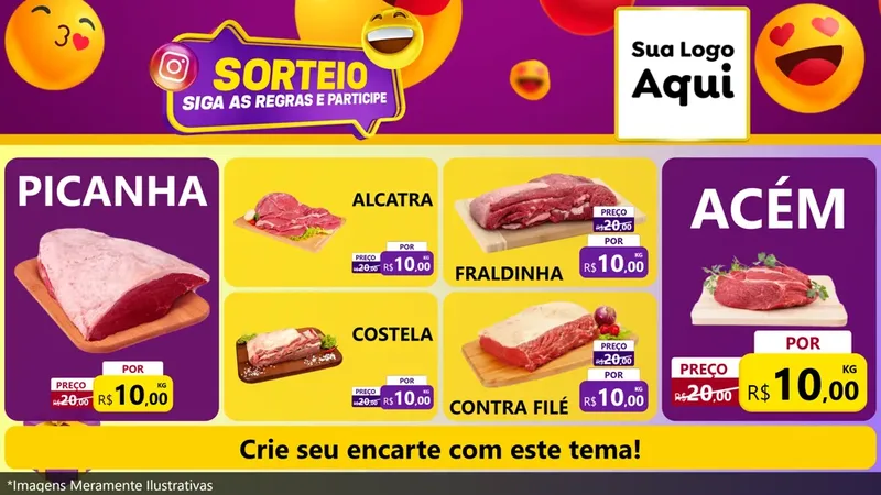 Modelo de TV para TV Horizontal com o tema Sorteio para Açougue