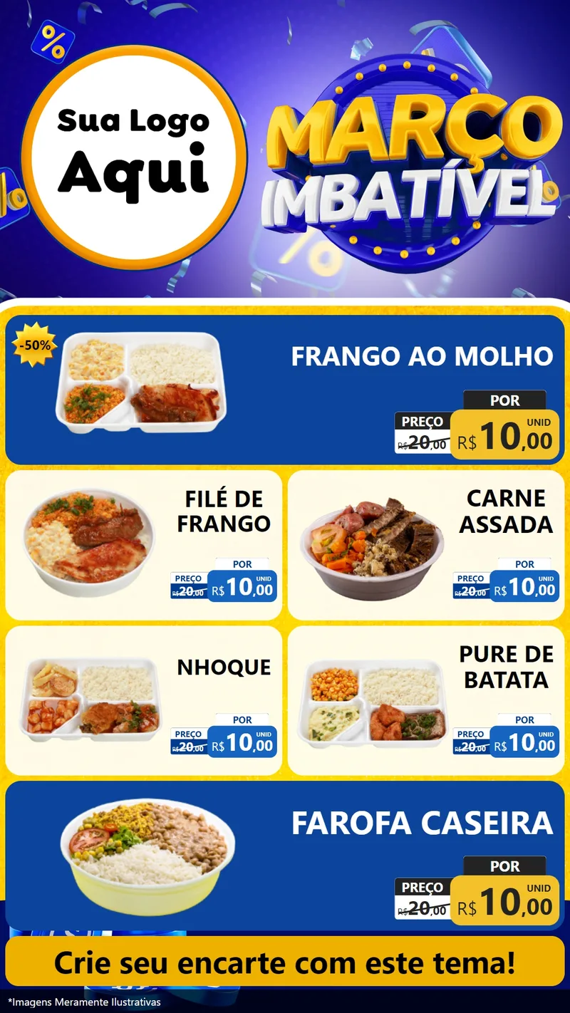 Modelo de TV para TV Vertical com o tema Março Imbatível para Restaurante