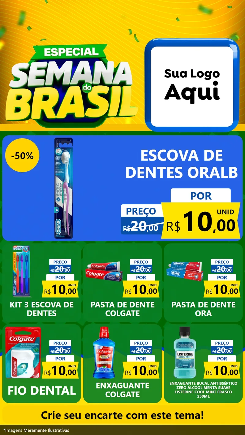 Modelo de Rede Social para Stories com o tema Especial Semana do Brasil para Higiene Pessoal