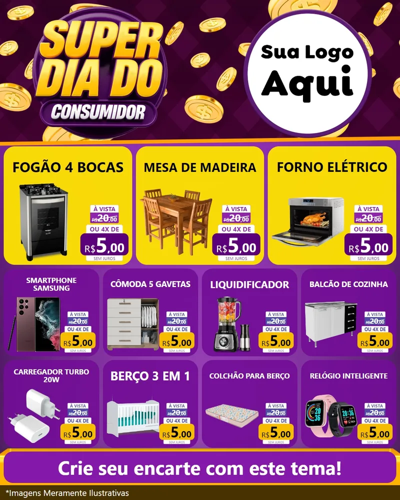 Modelo de Rede Social para Feed Instagram com o tema Super Dia do Consumidor para Móveis e Eletro