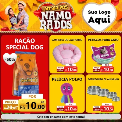 Modelo de Rede Social para Feed Facebook com o tema Arraiá dos Namorados para Pet Shop