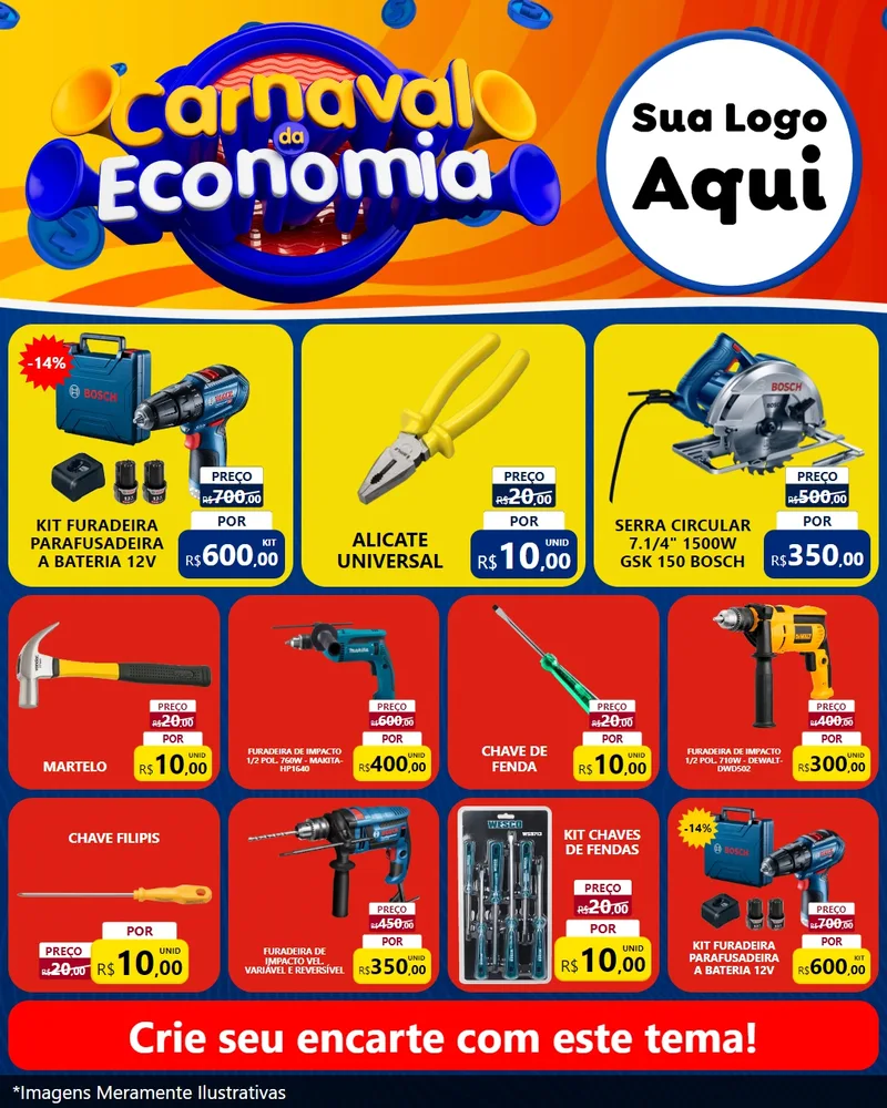Modelo de Rede Social para Feed Instagram com o tema Carnaval da Economia para Maquinas e Ferramentas