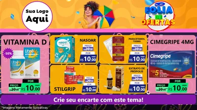 Modelo de TV para TV Horizontal com o tema Folia de Ofertas para Farmácia
