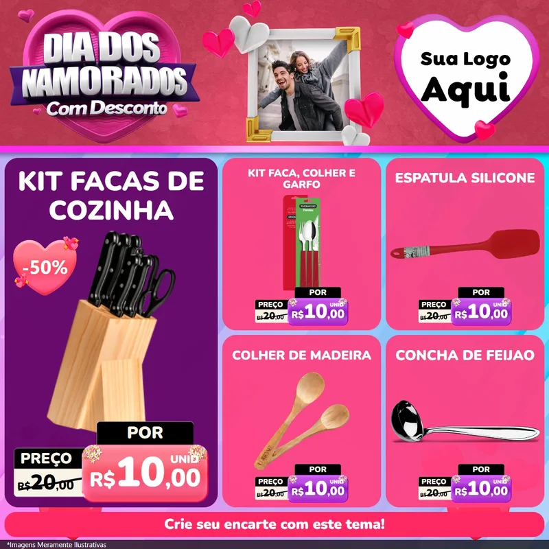 Modelo de Rede Social para Feed Facebook com o tema Dia Dos Namorados Com Desconto para Utilidades Domésticas