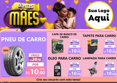 Modelo de Encarte para Encarte A4 Horizontal com o tema Dia das Mães para Auto peças