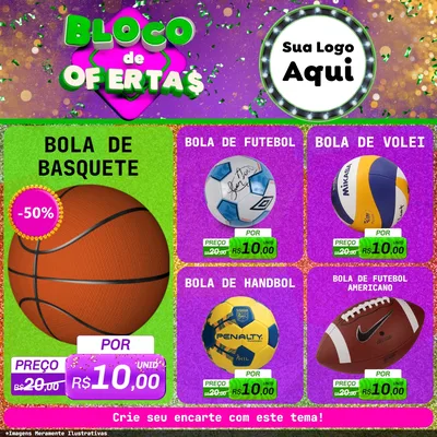 Modelo de Rede Social para Feed Facebook com o tema Bloco de Ofertas para Artigos Esportivos