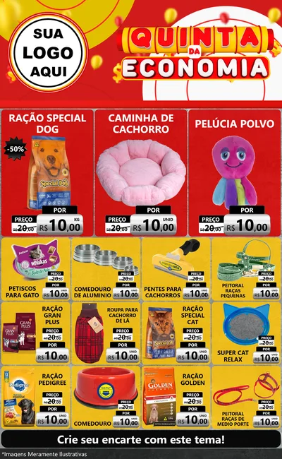 Modelo de Encarte para Encarte Grande com o tema Quinta da Economia para Pet Shop