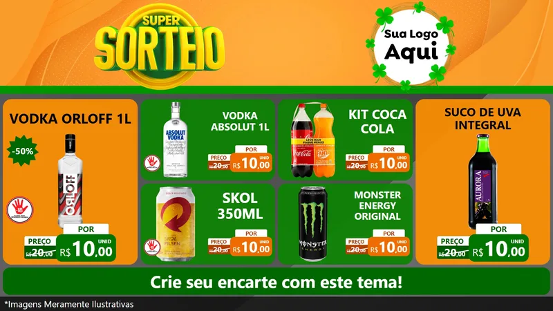 Modelo de TV para TV Horizontal com o tema Super Sorteio para Distribuidora de bebidas