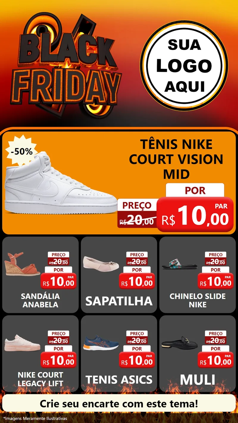 Modelo de Rede Social para Stories com o tema Black Friday para Calçados