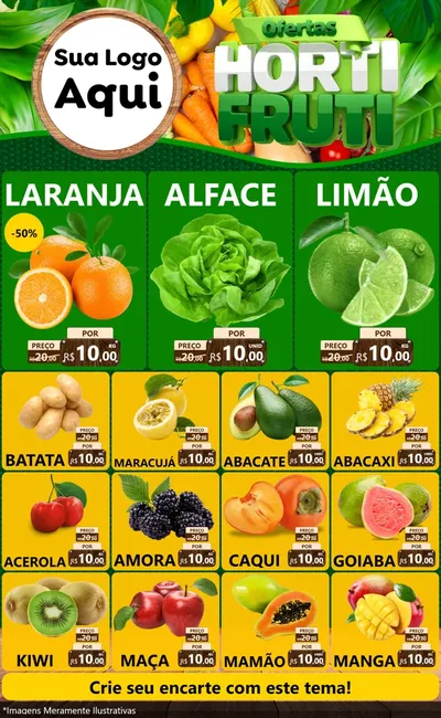 Modelo de Encarte para Encarte Grande com o tema Ofertas Hortifrúti para Hortifrúti