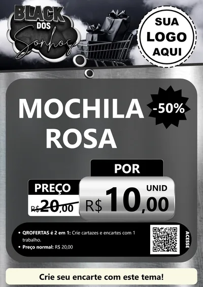Modelo de Cartaz para Cartaz A4 Vertical com o tema Black dos Sonhos para Papelaria