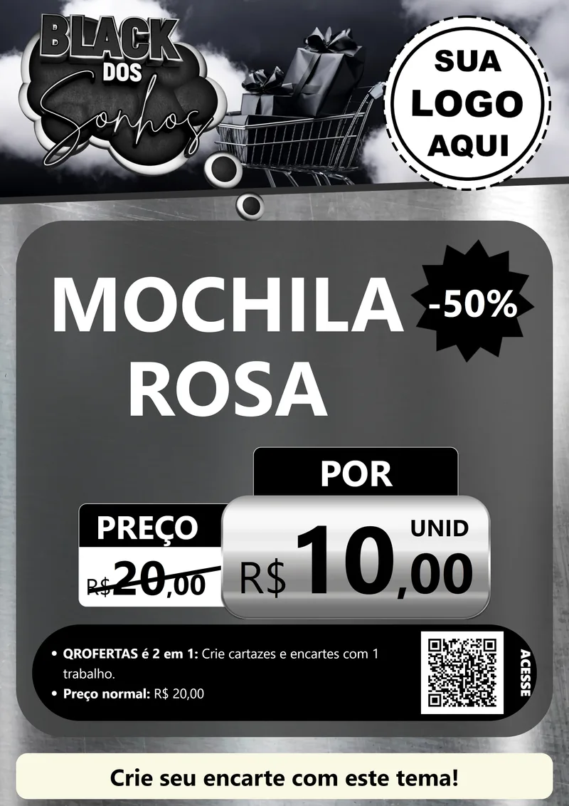 Modelo de Cartaz para Cartaz A4 Vertical com o tema Black dos Sonhos para Papelaria