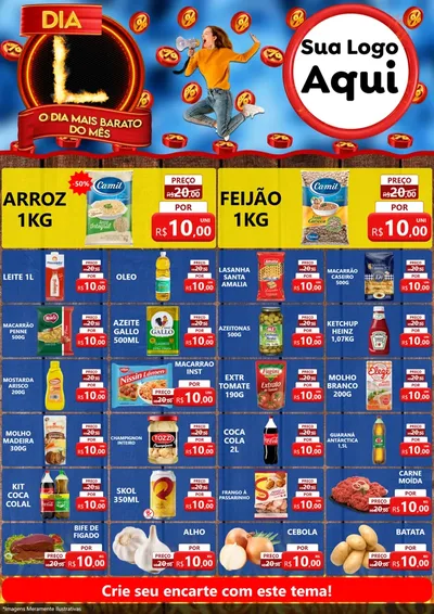 Modelo de Encarte para Encarte A4 Vertical com o tema Dia L - O Dia Mais Barato Do Mês para Supermercado