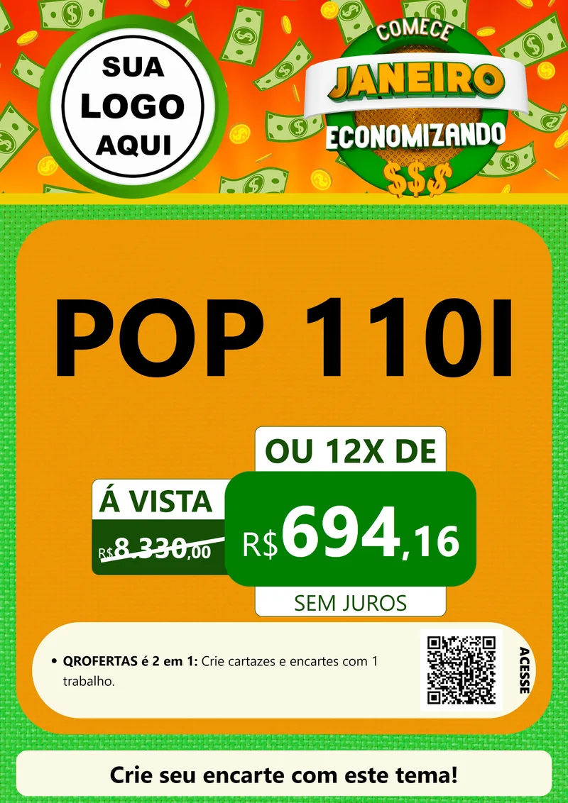 Modelo de Cartaz para Cartaz A4 Vertical com o tema Comece Janeiro Economizando para Concessionaria de Motos
