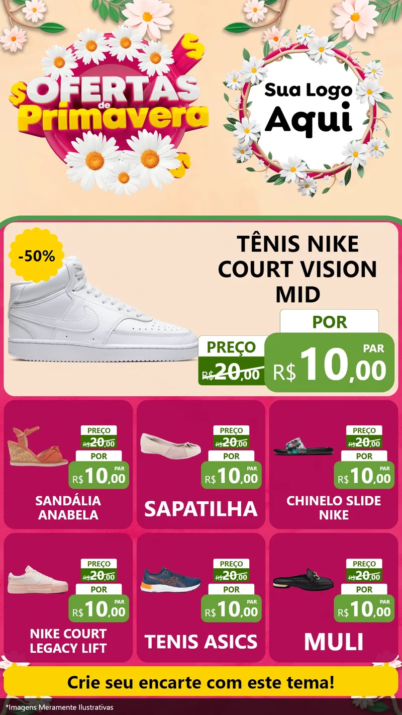 Modelo de Rede Social para Stories com o tema Ofertas de Primavera para Calçados