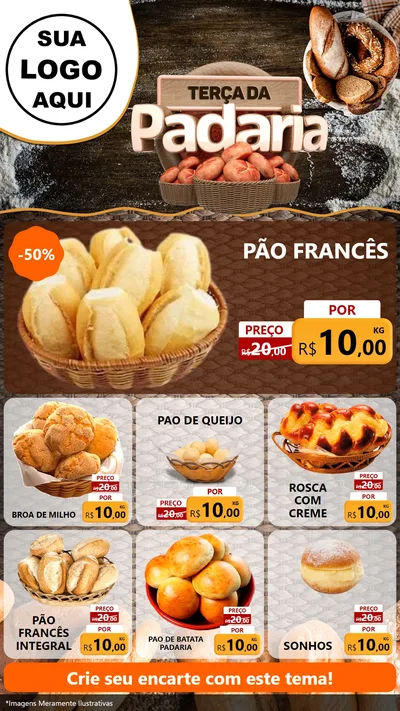 Modelo de Rede Social para Stories com o tema Terça da Padaria para Padaria